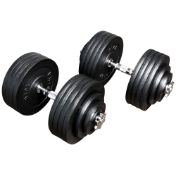 PRISP Adjustable Weight Dumbbells Set - Includes 2 Bars, Cast Iron Plates And Threaded Collars, 200 Lbs
