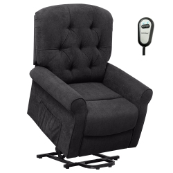 COSTWAY Power Lift Recliner Chair Sofa for Elderly W/ Side Pocket & Remote Control