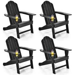 COSTWAY 4PCs Patio Adirondack Chair Weather Resistant Garden Deck W/cup Holder