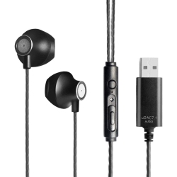 DOLAER Okcsc USB Headphones Computer In-Ear Earphones With HD Microphones 2.5M Long Cable for PC Game, Home Office, Online Classes, Live Stream