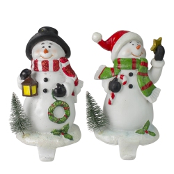 NORTHLIGHT Glittered Snowman Christmas Stocking Holders - 5.75" - Set Of 2