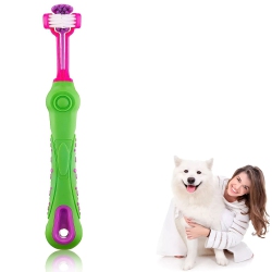 ISTAR Pet Dog Oral Cleaning Tool Pet Three-Head Toothbrush Soft Rubber Tooth Care Brushes for Dogs Bad Breath Tartar Cleaning