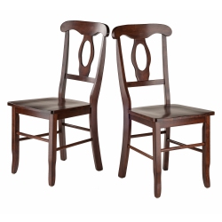 SLICKBLUE Renaissance 2-PC Key Hole-Back Chair Set, Walnut