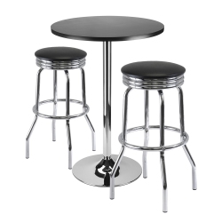 SLICKBLUE Summit 3-PC Pub Table With Swivel Seat Bar Stools And Chrome In Black
