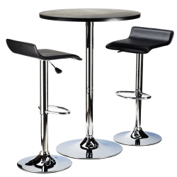 SLICKBLUE Spectrum 3-PC Pub Table With Adjustable Swivel Stools And Chrome In Black