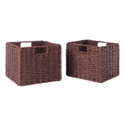 SLICKBLUE Tessa 2-PC Foldable Woven Rope Basket Set, Walnut