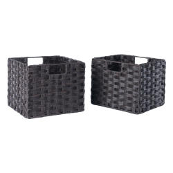 SLICKBLUE Melanie 2-PC Foldable Woven Fiber Basket Set, Chocolate