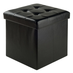SLICKBLUE Ashford Square Storage Ottoman In Black