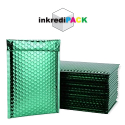 INKREDIPACK 7.5" X 12" #1 Self Seal Metallic Foil Glamour Bubble Mailers/10 Pack (Usable Size: 7.5" X 11") In Green