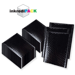INKREDIPACK 8.5" X 12" #2 Self Seal Metallic Foil Glamour Bubble Mailers/25 Pack (Usable Size: 8.5" X 11") In Black