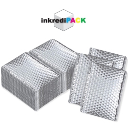 INKREDIPACK 6.5" X 7.5" Self Seal Metallic Foil Glamour Bubble Mailers/20 Pack (Usable Size: 6.5" X 7") In Silver