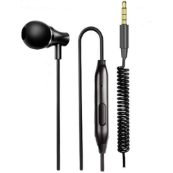 DOLAER Single Side Earphone In-Ear Stereo to Mono Ear Bud, Metal Noise Isolating Earplugs With Mic, Spring Coil Reinforced Cord