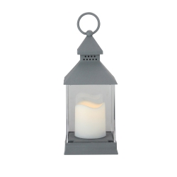 NORTHLIGHT Candle Lantern With Flameless Led Candle Decor - 9.5" - In Gray