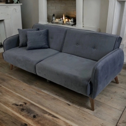 VISCOLOGIC Sofa2Go Scandinavian Style Velvet Upholstered Convertible Futon Adjustable Sofa Bed With Storage (Grey)