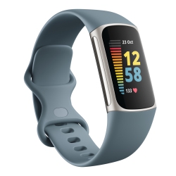 FITBIT Charge 5 Fb421Srbu Platinum Steel (European Model/version) - Brand New In Blue