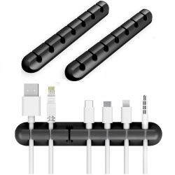 ISTAR 7 Slots 6MM Silicone Adhesive Wire Cable Holder for Power Cords USB Cables Charging Cables Headphone Cables In Office And Home
