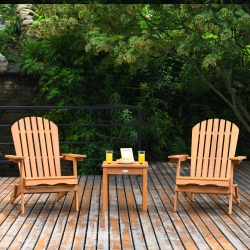 TOPBUY Outdoor 3 Pieces Adirondack Chair Patio Furniture Set Eucalyptus Wood