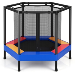 TOPBUY 48" Kids Jumping Exercise Astm Certified Approved Mini Recreational Hexagonal Shape Toddler Trampolines for Kids Toy Birthday Gift