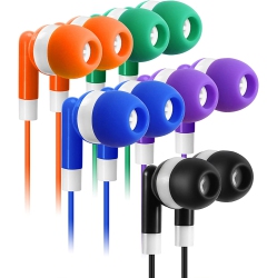DOLAER Earbuds Bulk 30 Pack Multi Color for Kids - Classroom Earbuds Wired Stereo In Ear Wholesale Earbuds Headphones Earphones for Children Students