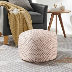 LOFT LYFE Swara Cotton Yarn Pouf In Ivory