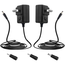 DOLAER 2 Pack Ac 100-240V 50/60Hz to Dc 12V 1A 1000Ma Power Adapter \w 3 Tips for Home Security Camera Surveillance System, Led Strip Lights