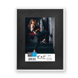 HAUZ Frm9961 - 5X7 Picture Frame Black Wood Look With Border In White