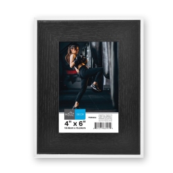 HAUZ Frm9954 - 4X6 Picture Frame Black Wood Look With Border In White