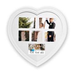 HAUZ Frm7227 - 6 Images Heart-Shaped Collage Picture Framewhite