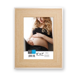HAUZ Frm7449 - 5X7 Picture Frame Light Wood Look With Border In White