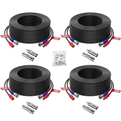 ZOSI 4X100Ft(30M) Security Camera Cable All-In-One Cctv Video Power Wire Bnc Rca Cord Cable for 4K 8Mp 5Mp 1080P Security Camera Dvr System (Total