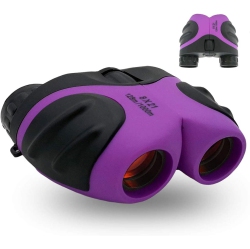 DOLAER 8X21 Compact Shock Proof Kids Binoculars for Kid Gifts - Best Boys And Girls Toys (Purple)