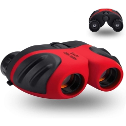 DOLAER 8X21 Compact Shock Proof Kids Binoculars - Best Gifts And Toys (Red)