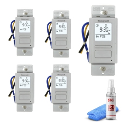 HONEYWELL 5-Pack Timer Switch With Sunrise Sunset Single Or 3 Way + Lcd Cleaner