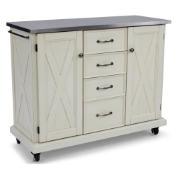 HOMESTYLES Seaside Lodge Wood Kitchen Cart In White