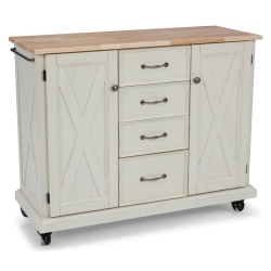 HOMESTYLES Seaside Lodge Wood Kitchen Cart In Off In White