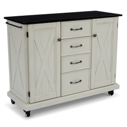 HOMESTYLES Seaside Lodge Wood Kitchen Cart In Off In White