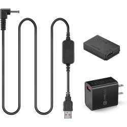 DOLAER 5V-8.4V USB Drive Cable Ack-E12 Mobile Power Supply + Dr-E12 Dc Coupler Dummy Battery Dc Grip + 5V 3Amp Adapter Kit for Canon Eos M M2 M10