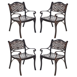 TOPBUY 2/4 Pieces Outdoor Bistro Dining Chair Set All-Weather Cast Aluminum Chairs With Armrests And Curved Seats