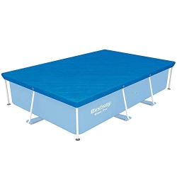 BESTWAY 58105 Flowclear Pro 102 X 67 Inch Rectangular Uv Resistant Polyethylene Above Ground Swimming Pool Cover With Ropes In Blue
