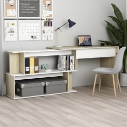 VIDAXL Corner Desk And Sonoma Oak 47.2"x19.7"x29.9" Chipboard In White