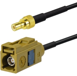 DOLAER Fakra Curry K Female to Smb Male Cable 15Cm for Xm Sirius Satellite Radio Antenna Stereo Tuner