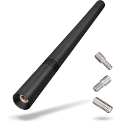 DOLAER Universal Car Radio Antenna Replacement 14.2Cm, Roof Mount Vehicle Antenna Mast, Flexible Rubber Fm Am Antennae With M4 M5 M6 Screw Adapters