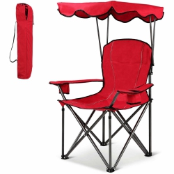 GYMAX Folding Canopy Camping Chair Portable Beach Chair W/ Carrying Bag