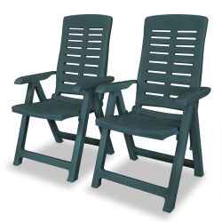 VIDAXL Reclining Patio Chairs 2 PCs Plastic In Green
