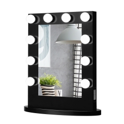 GYMAX Wall Mounted Vanity Mirror Hollywood Makeup Dimmer Light In Black