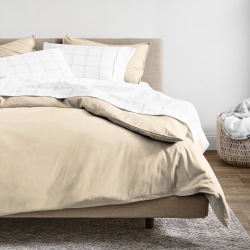BARE HOME 100% Organic Cotton Duvet Cover Set - Smooth Sateen Weave - Warm & Luxurious - Eco-Friendly (French Beige, Twin/twin Xl)