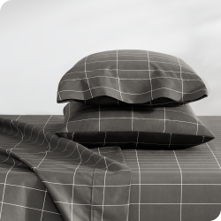 BARE HOME Sheet Set - Premium 1800 Ultra-Soft Microfiber - Double Brushed - Hypoallergenic - Wrinkle Resistant (Grid - Grey/white, Twin Xl)
