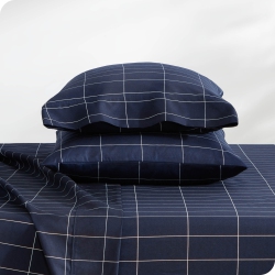 BARE HOME Sheet Set - Premium 1800 Ultra-Soft Microfiber - Double Brushed - Hypoallergenic - Wrinkle Resistant (Grid - Midnight/white, Twin Xl)