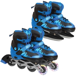 RUGGED RACERS Kids Adjustable And Convertible Rollerblade And Ice Skate, Small In Blue