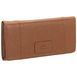 Mancini Pebble RFID Genuine Leather Tri-fold Clutch Wallet - Camel